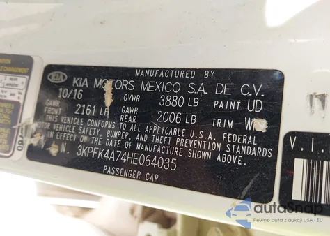 2017 Kia Forte Lx from USA, damaged, VIN 3KPFK4A74HE064035